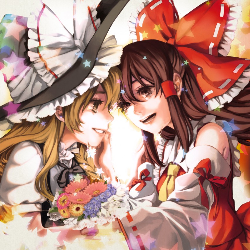hakurei reimu and kirisame marisa (touhou) drawn by kayako_(tdxxxk)