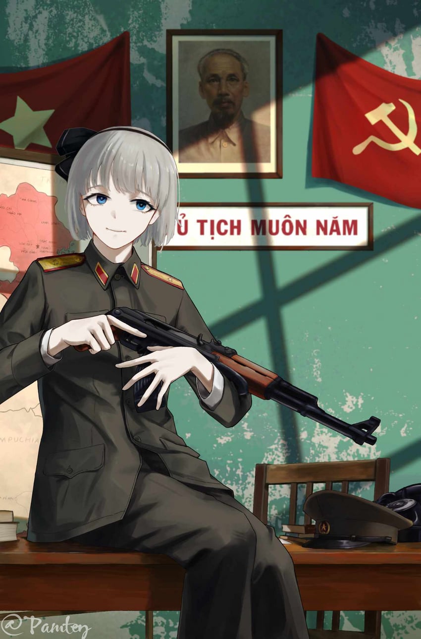 konpaku youmu and ho chi minh (touhou) drawn by pantey