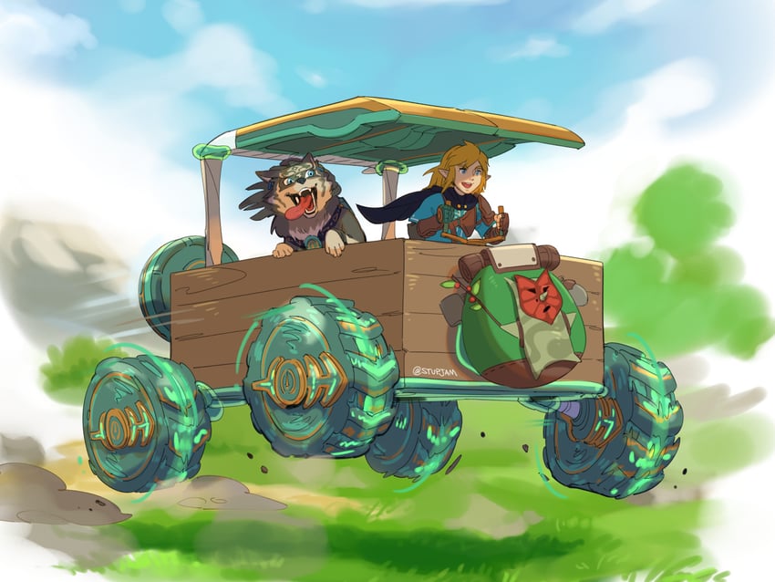 link, korok, and wolf link (the legend of zelda and 2 more) drawn by stup-jam