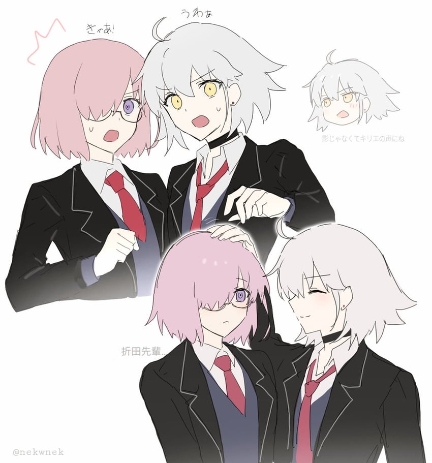 mash kyrielight and jeanne d'arc alter (fate and 1 more) drawn by nekwnek