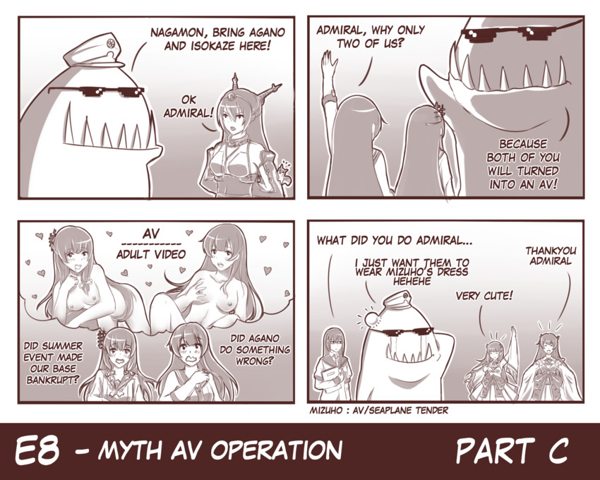 admiral, nagato, ooyodo, isokaze, agano, and 2 more (kantai collection and 2 more) drawn by edwin_(cyberdark_impacts)