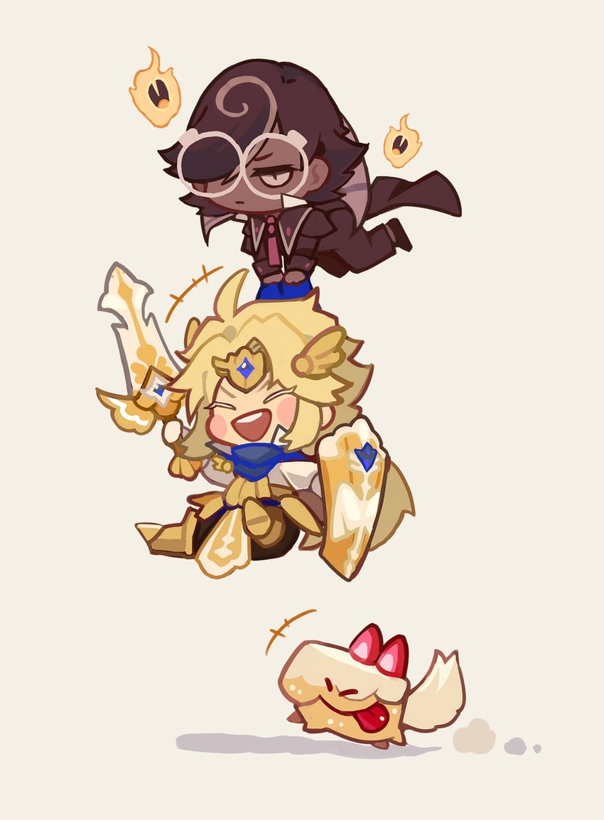 espresso cookie, madeleine cookie, cake hound, and cream cake hound (cookie run and 1 more) drawn by saka_nagiya