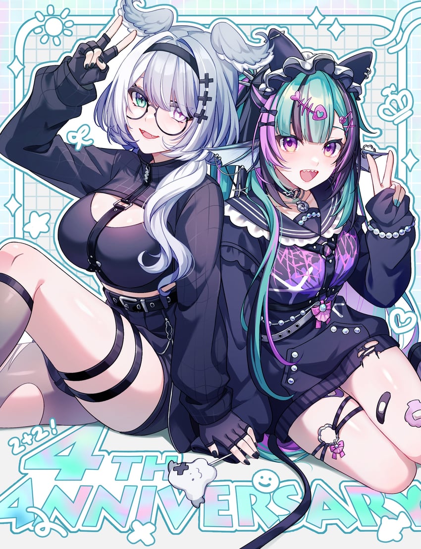 elira pendora and finana ryugu (nijisanji and 1 more) drawn by senmi_(vvv_1864)