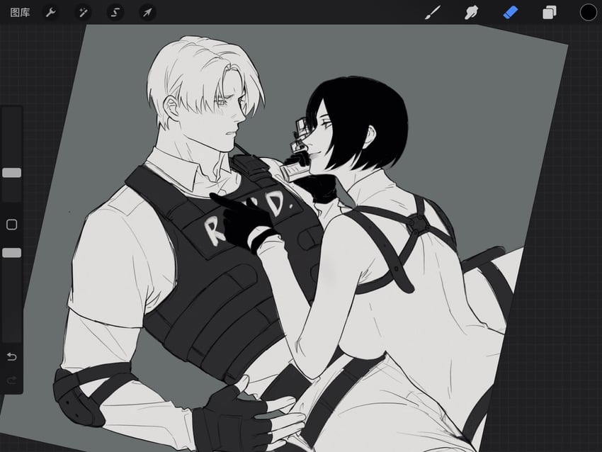 leon s. kennedy and ada wong (resident evil and 1 more) drawn by aaamber_22