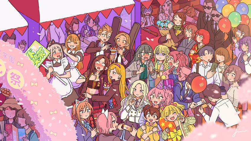 producer, jougasaki mika, jougasaki rika, shinosawa hiro, akagi miria, and 20 more (idolmaster and 2 more) drawn by jennie_congee