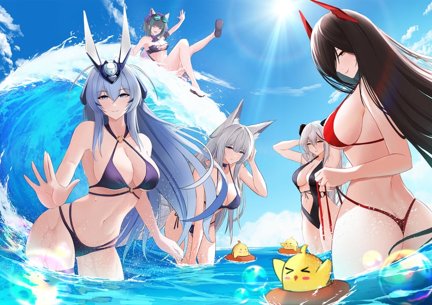 manjuu, shinano, new jersey, cheshire, aegir, and 1 more (azur lane) drawn by smitcuk