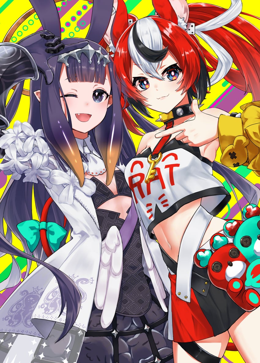 ninomae ina'nis and hakos baelz (hololive and 1 more) drawn by oji_(nyantyu081)
