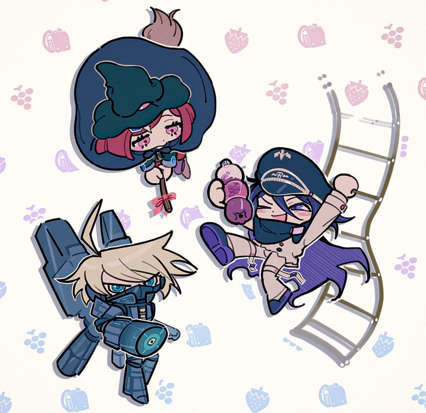 oma kokichi, yumeno himiko, and k1-b0 (danganronpa and 1 more) drawn by morning_(d0nteat)