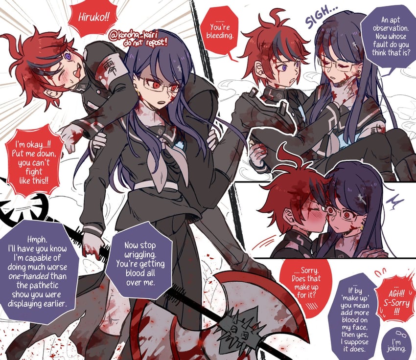 sumino takumi and shizuhara hiruko (the hundred line -last defense academy-) drawn by konoha_kairi