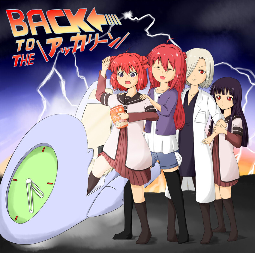 akaza akari, matsumoto rise, akaza akane, and nishigaki nana (yuruyuri and 1 more) drawn by mochimotchi