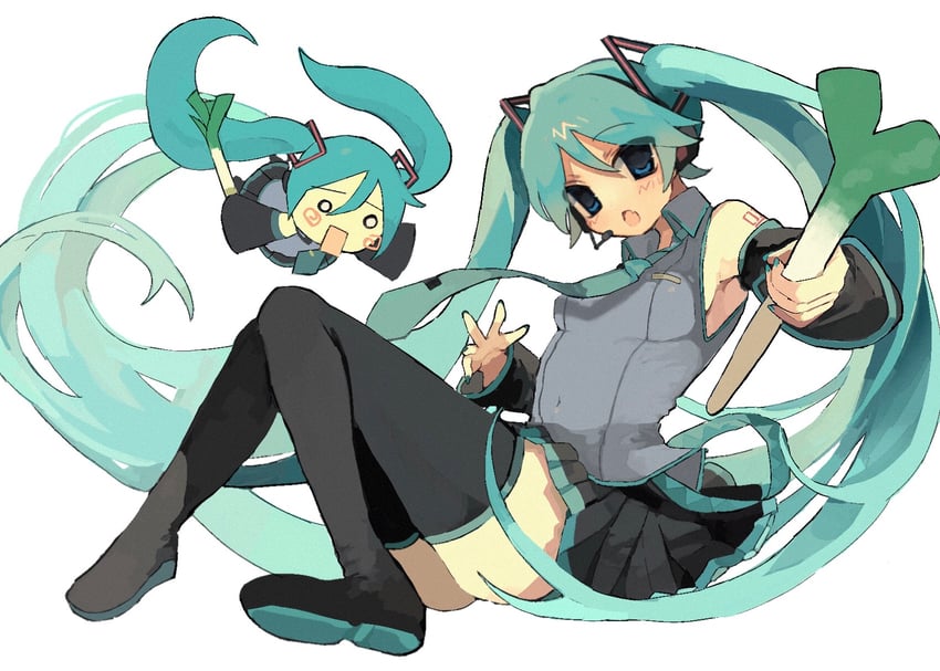 hatsune miku and hachune miku (vocaloid) drawn by kmnk_(kumanuko)