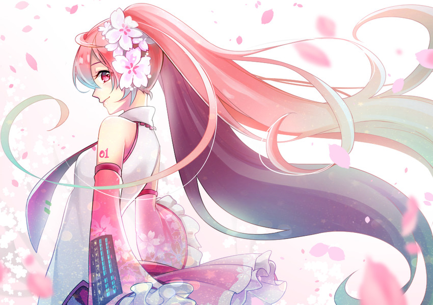 hatsune miku and sakura miku (vocaloid) drawn by mamo_(fortune-mm)