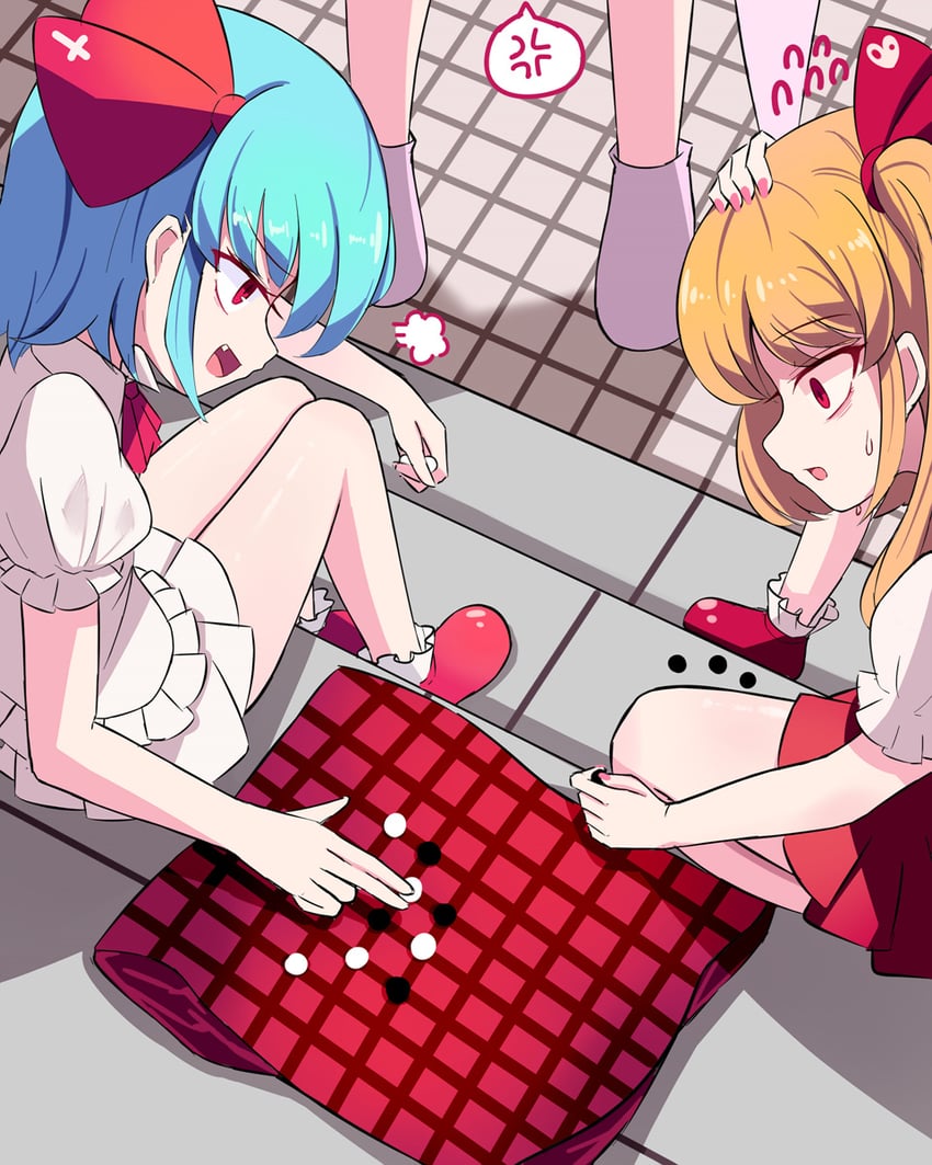 remilia scarlet, flandre scarlet, and kazami yuuka (touhou) drawn by sseopik