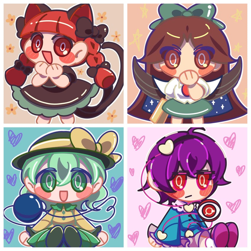 komeiji koishi, komeiji satori, kaenbyou rin, and reiuji utsuho (touhou) drawn by maskin_mei