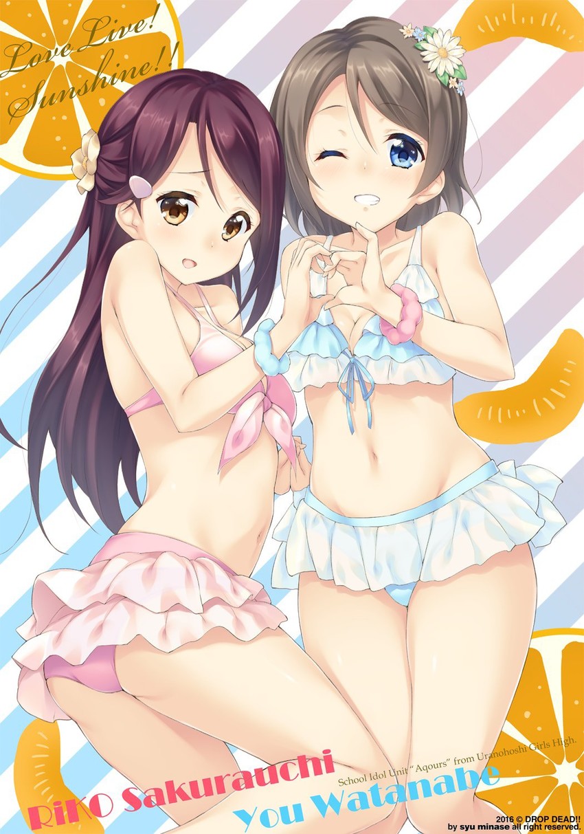 watanabe you and sakurauchi riko (love live! and 1 more) drawn by minase_shuu