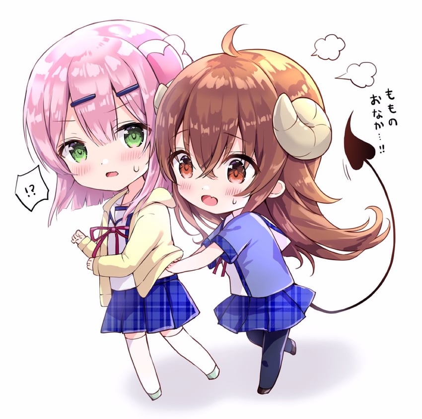 yoshida yuuko and chiyoda momo (machikado mazoku) drawn by amedamacon