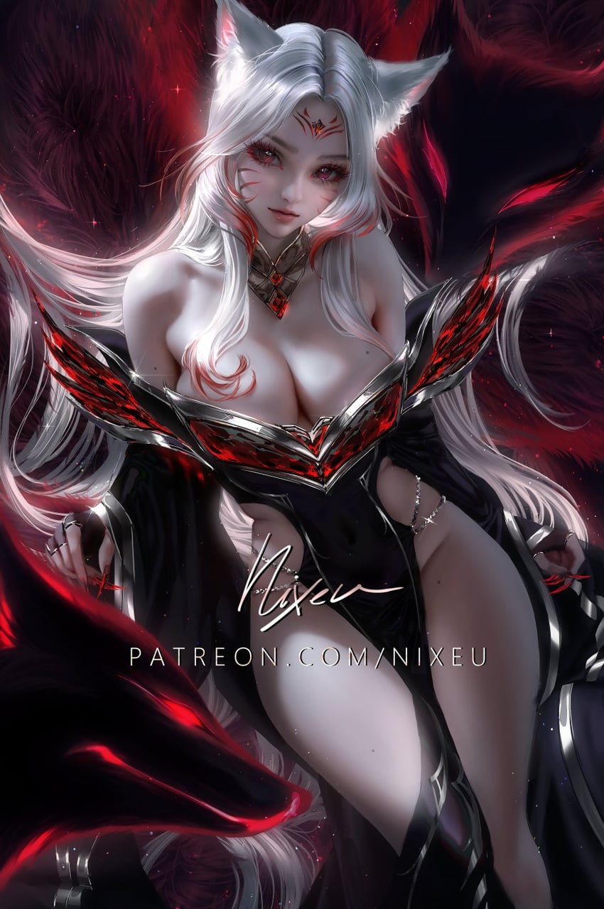 ahri and immortalized legend ahri (league of legends) drawn by nixeu