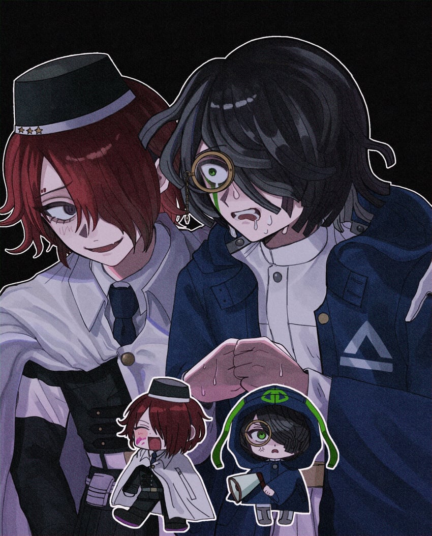 yomi hellsmile and seth burroughs (master detective archives: rain code) drawn by michi_(michiisidayo)