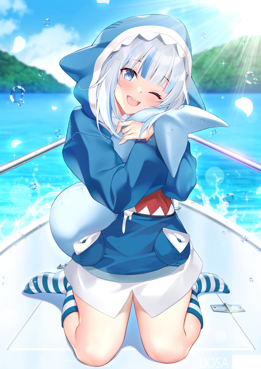 gawr gura (hololive and 1 more) drawn by uosaasou