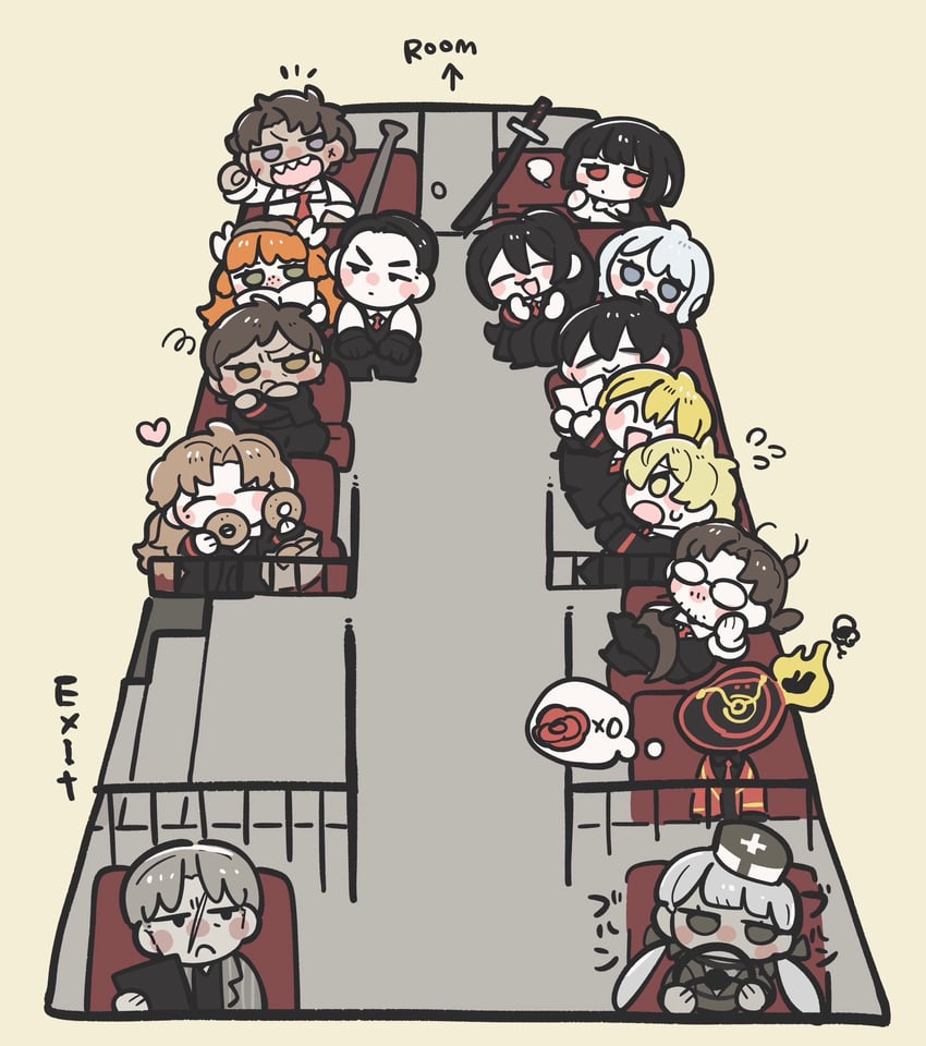 ishmael, don quixote, faust, sinclair, yi sang, and 10 more (project moon and 1 more) drawn by kojocho05