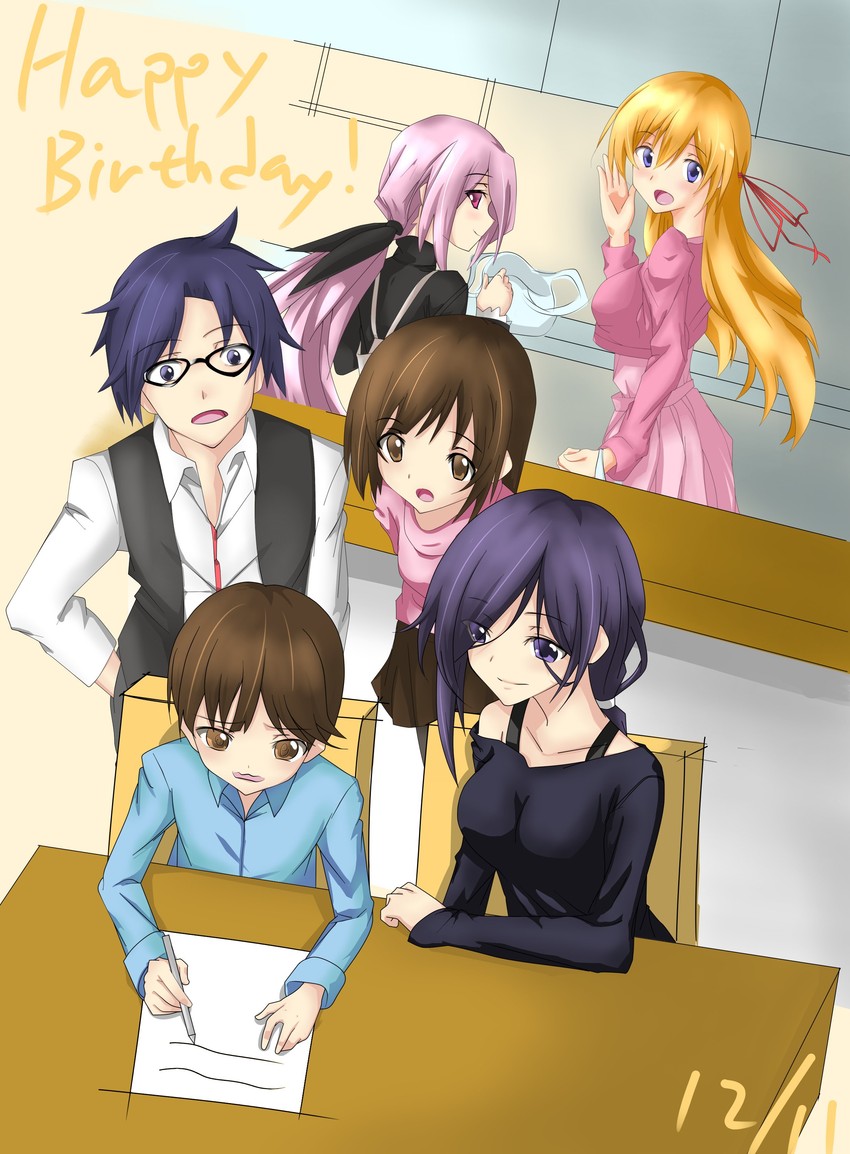 miyashiro takuru, kurusu nono, kunosato mio, minamisawa senri, tachibana yui, and 1 more (science adventure and 1 more) drawn by ludger_well