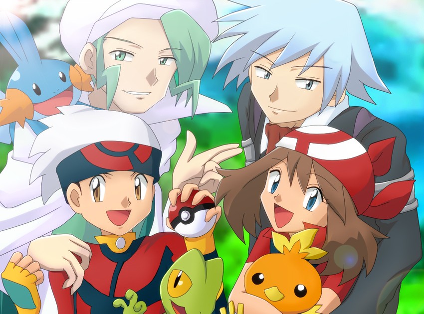may, brendan, torchic, mudkip, steven stone, and 2 more (pokemon and 1 more) drawn by y@mato