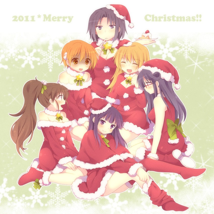 taneshima popura, inami mahiru, yamada aoi, todoroki yachiyo, shirafuji kyouko, and 1 more (working!!) drawn by matsusaka_gyuu