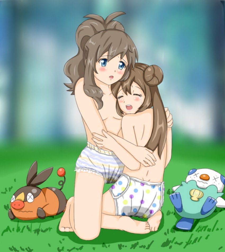 rosa, hilda, oshawott, and tepig (pokemon and 2 more) drawn by kelly_red