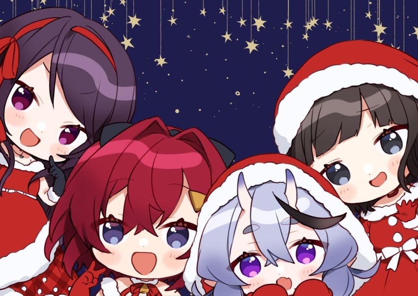 ange katrina, rindou mikoto, gundou mirei, and suzuka utako (nijisanji) drawn by yamabukiiro