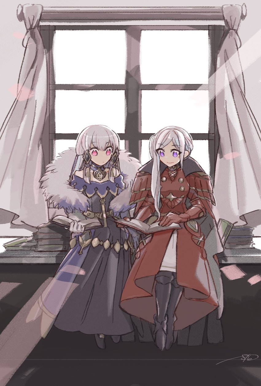 edelgard von hresvelg and lysithea von ordelia (fire emblem and 1 more) drawn by batoson54