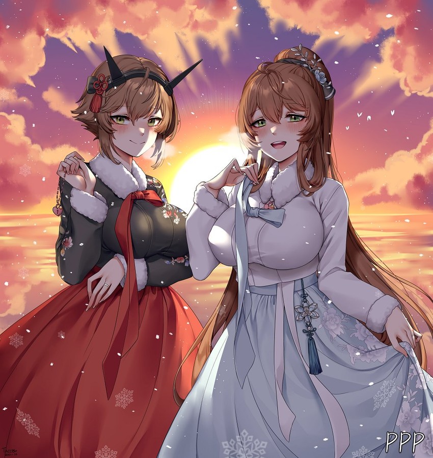 mutsu and springfield (kantai collection and 1 more) drawn by tacco_(tikeworld)