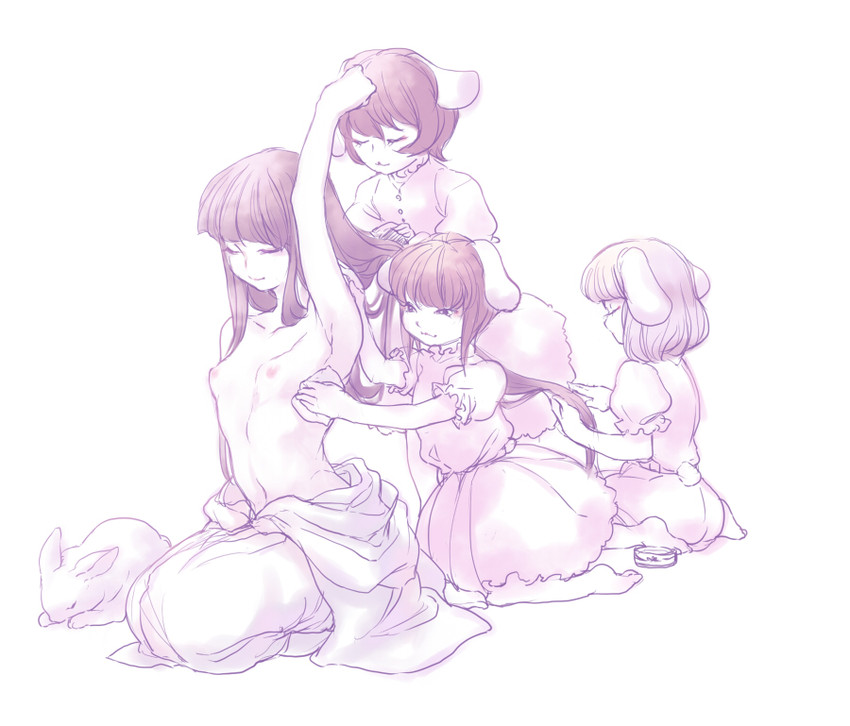 houraisan kaguya, inaba tewi, and inaba mob (touhou) drawn by tama_(moonriders)