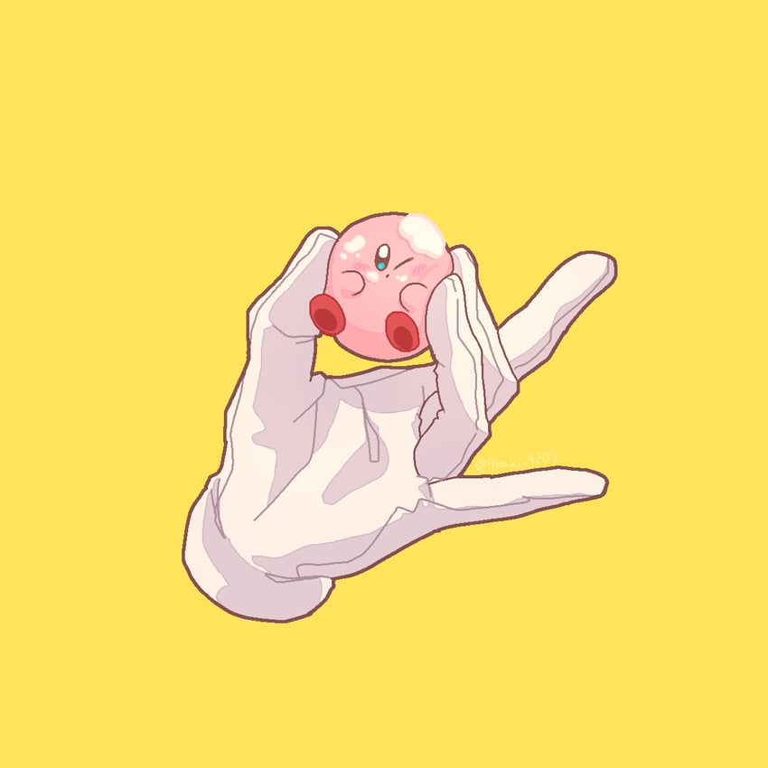 kirby and server hand (kirby and 1 more) drawn by amedama_(akaki_4207)