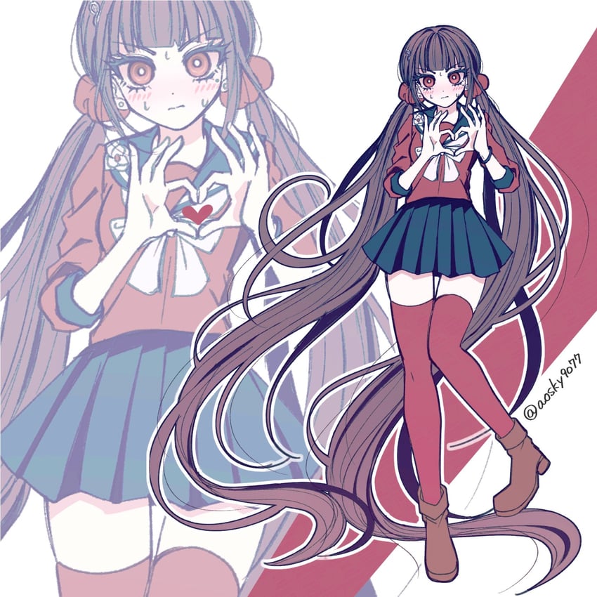 harukawa maki (danganronpa and 1 more) drawn by satori_(aosky9077)