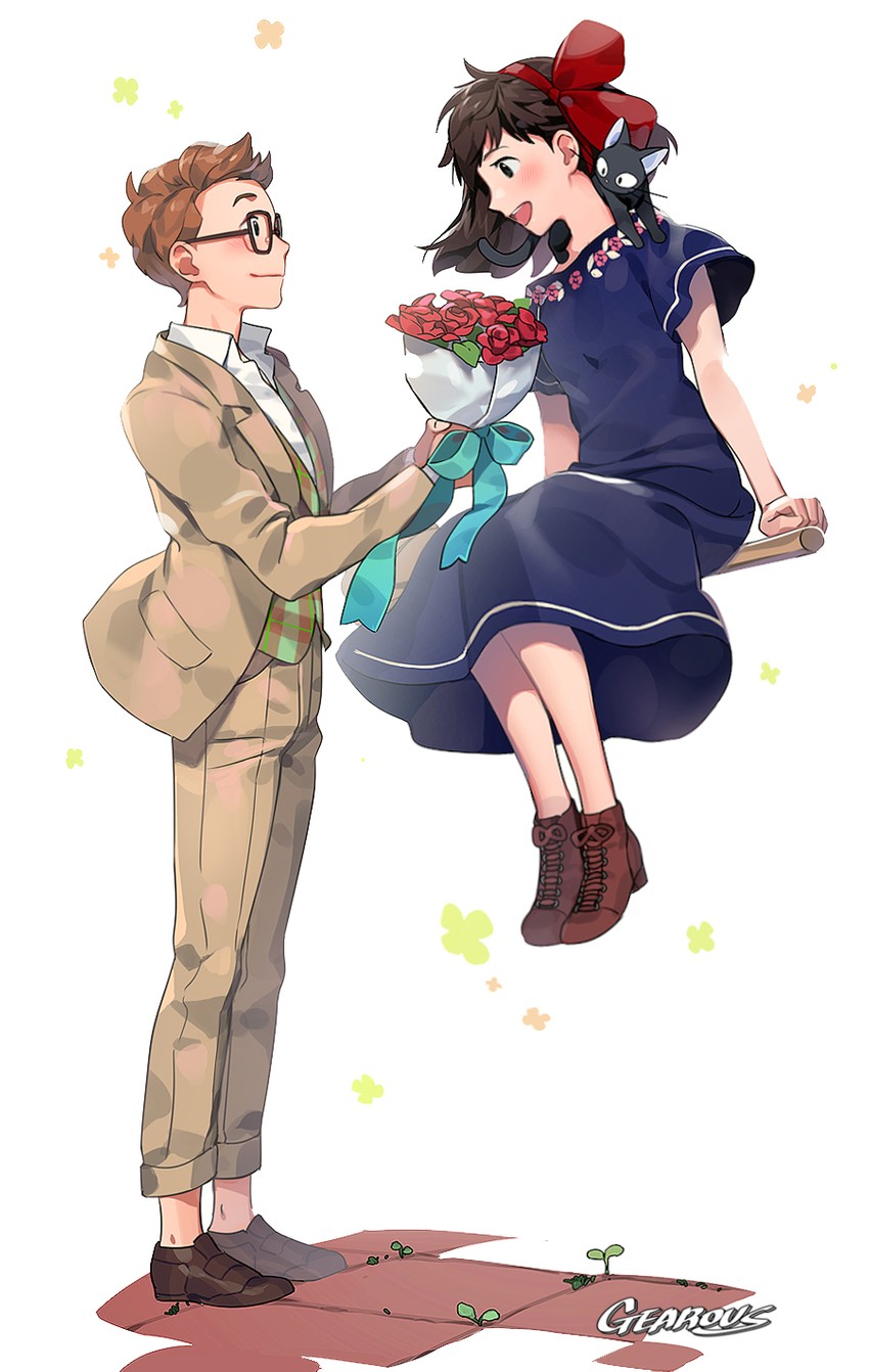 kiki, jiji, and tombo (majo no takkyuubin) drawn by gearous