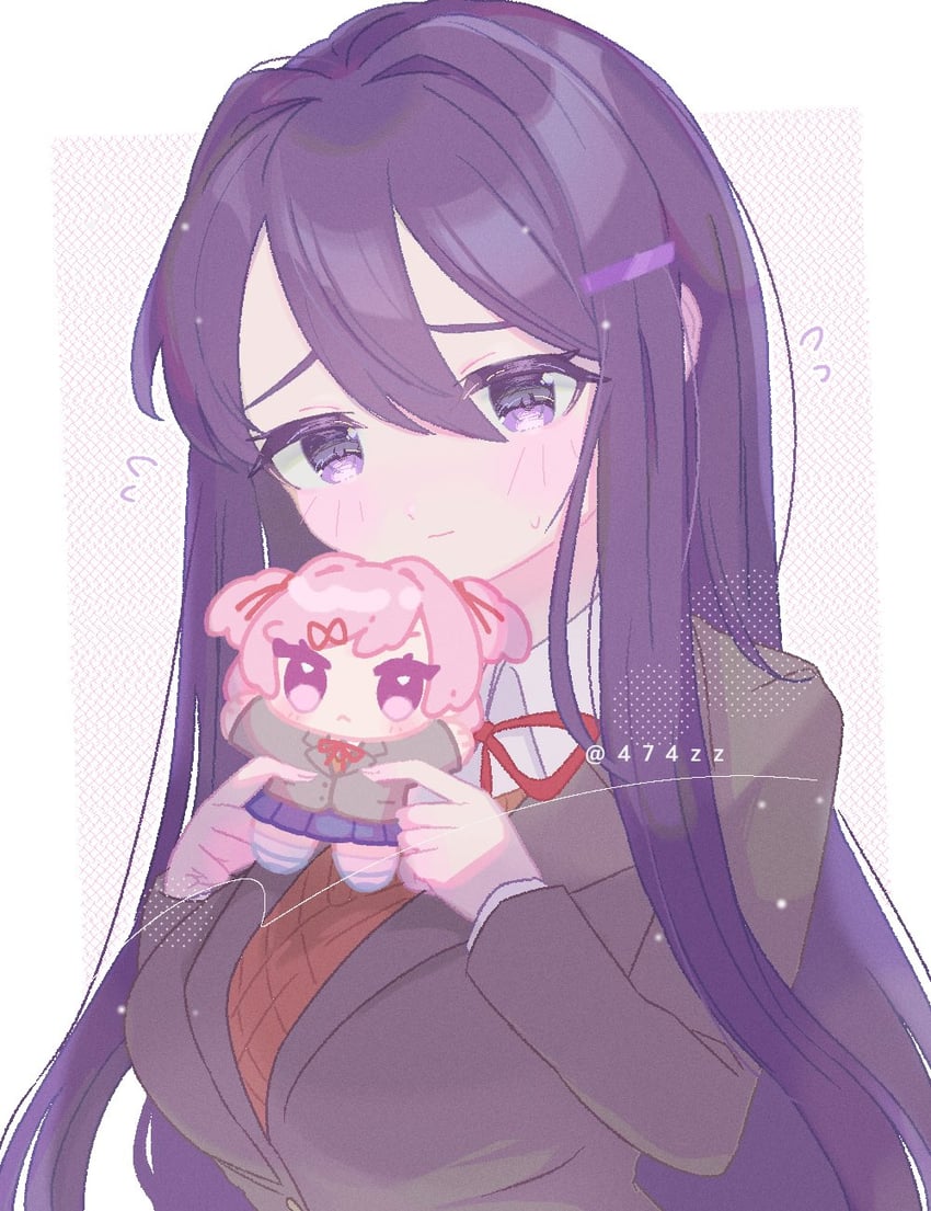 natsuki and yuri (doki doki literature club) drawn by anzen_robo_(474zz)