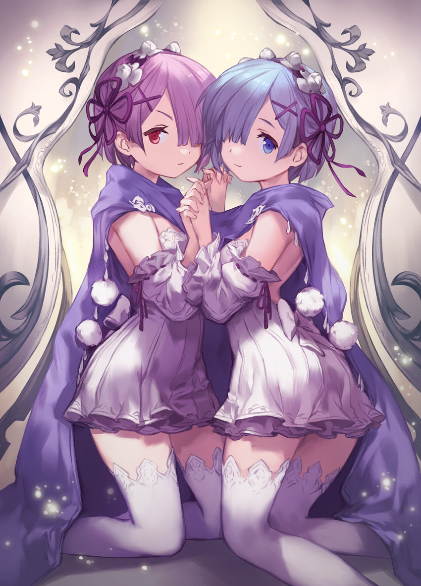 rem and ram (re:zero kara hajimeru isekai seikatsu) drawn by lee_hyeseung