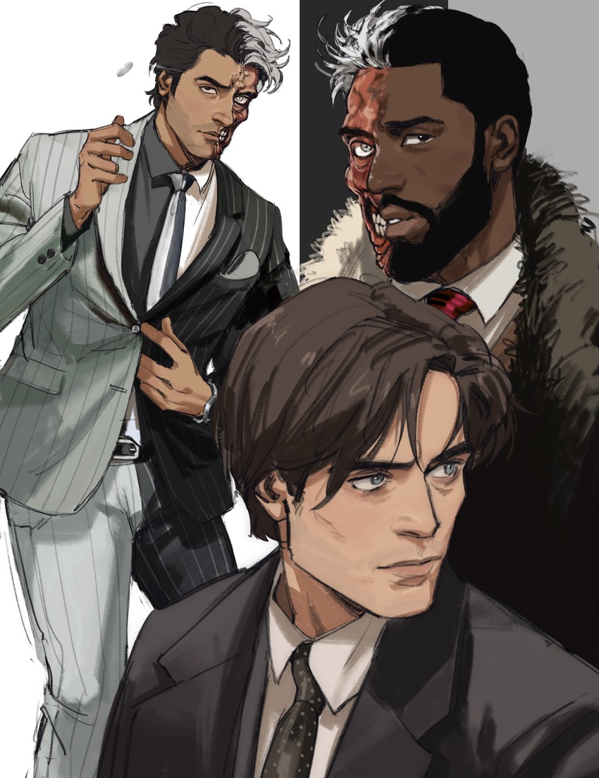 bruce wayne and two-face (dc comics and 2 more) drawn by thisuserisalive