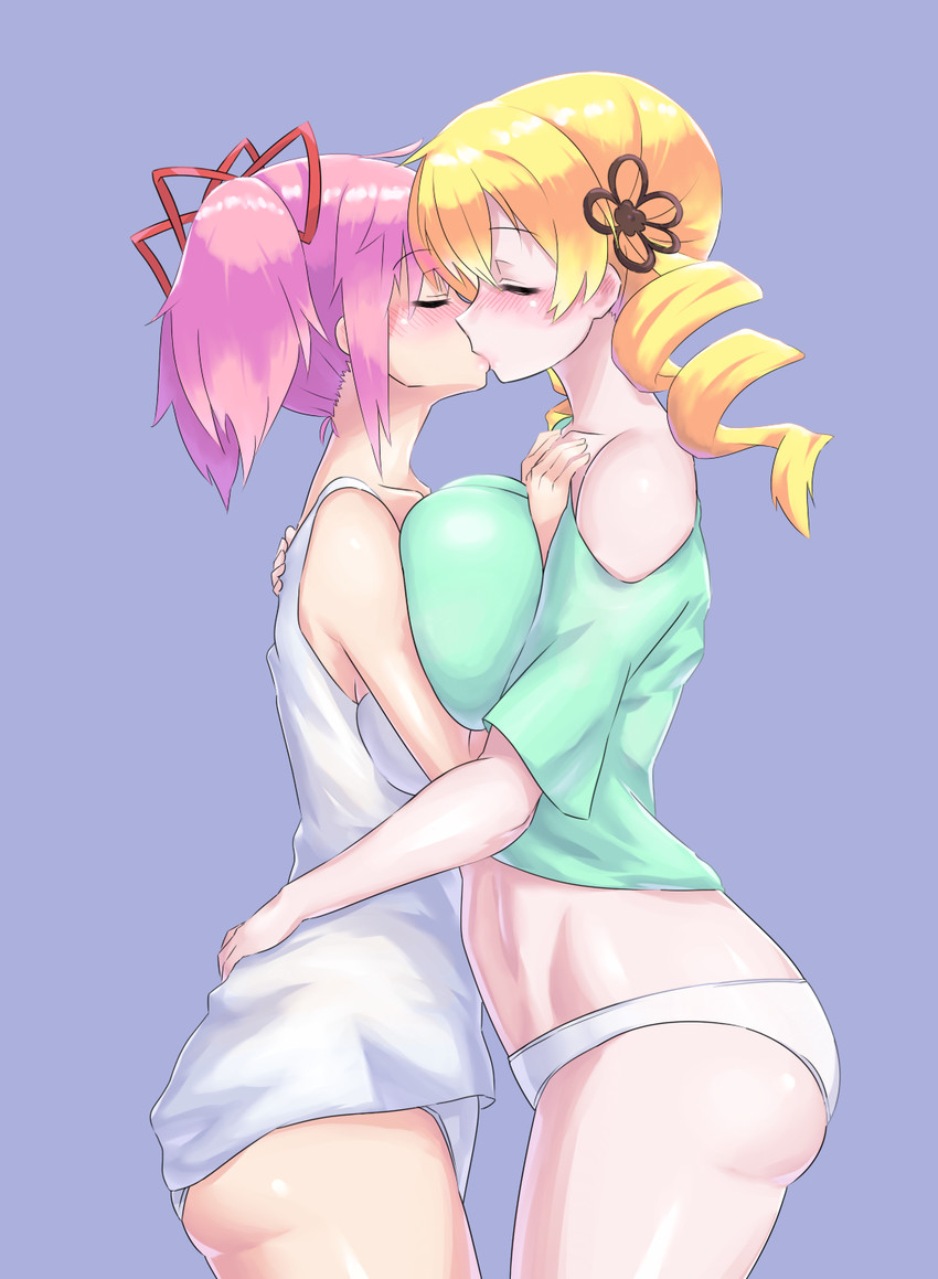 kaname madoka and tomoe mami (mahou shoujo madoka magica) drawn by mizuumi_(bb)