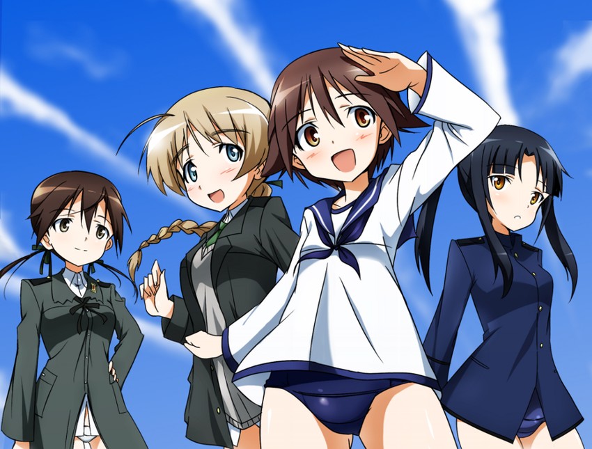 miyafuji yoshika, gertrud barkhorn, lynette bishop, and hattori shizuka (world witches series and 1 more) drawn by tokiani