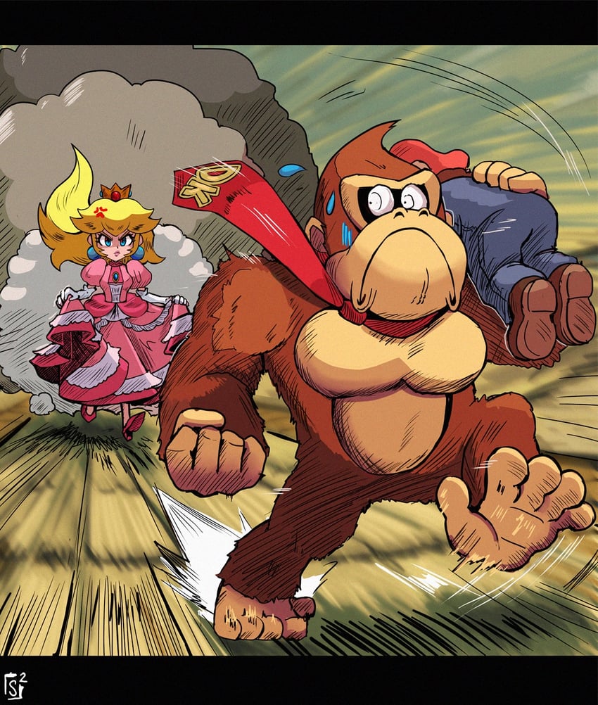 princess peach, mario, and donkey kong (mario and 2 more) drawn by stoic_seraphim