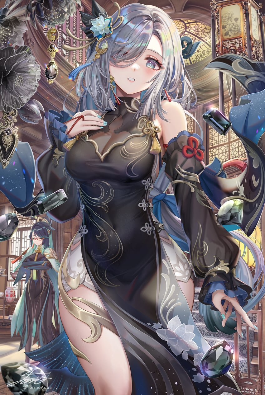 xianyun and shenhe (genshin impact) drawn by torino_aqua