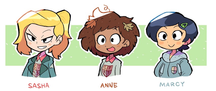 sasha waybright, anne boonchuy, and marcy wu (amphibia) drawn by rariatto_(ganguri)