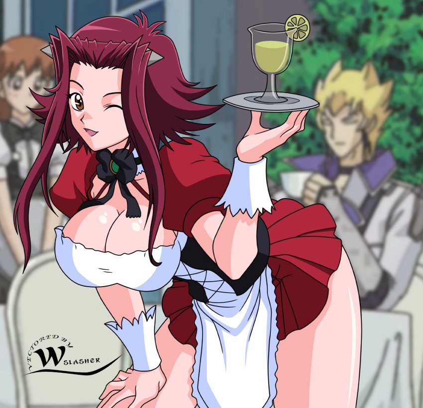 izayoi aki and jack atlas (yu-gi-oh! and 1 more) drawn by wslasher
