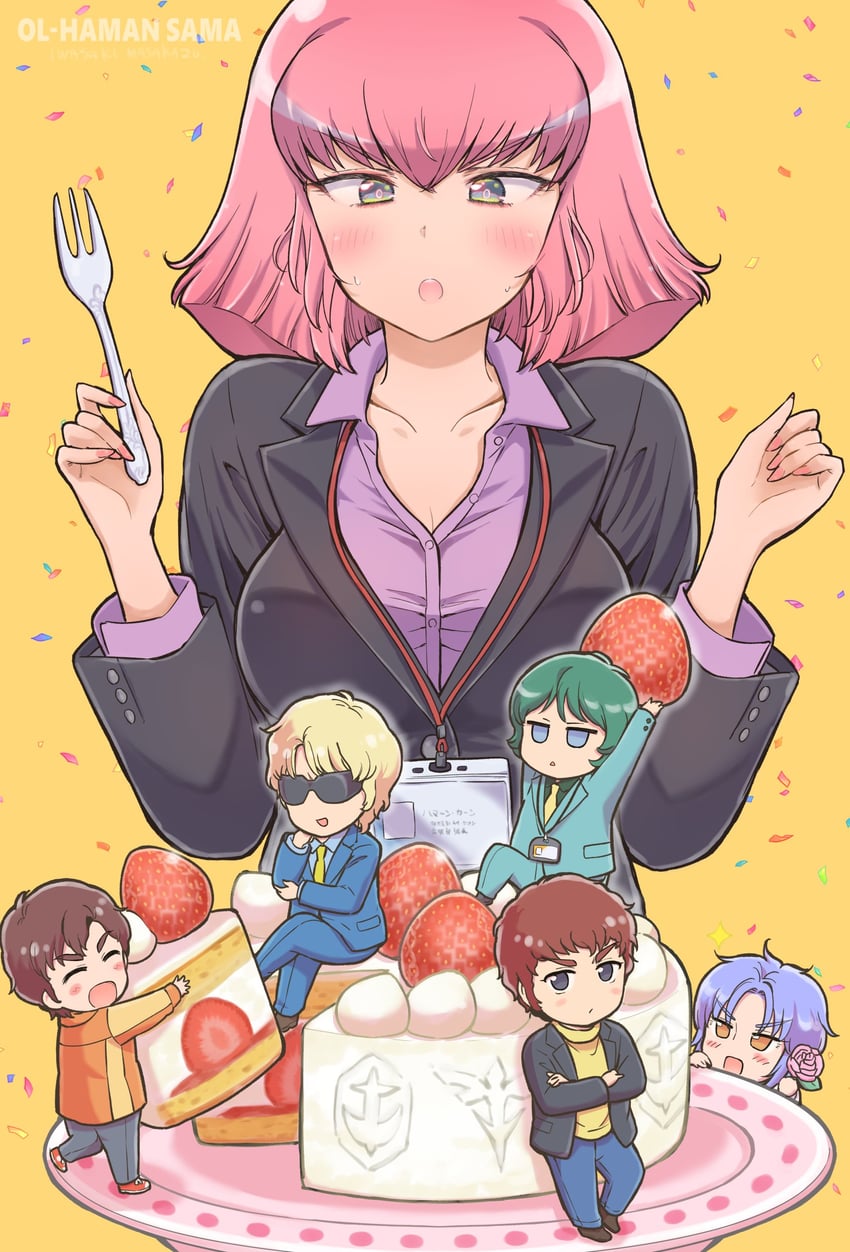char aznable, amuro ray, kamille bidan, haman karn, judau ashta, and 1 more (gundam and 3 more) drawn by iwasaki_masakazu