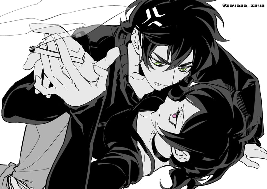 ashley graves and andrew graves (the coffin of andy and leyley) drawn by zayaaa_zaya