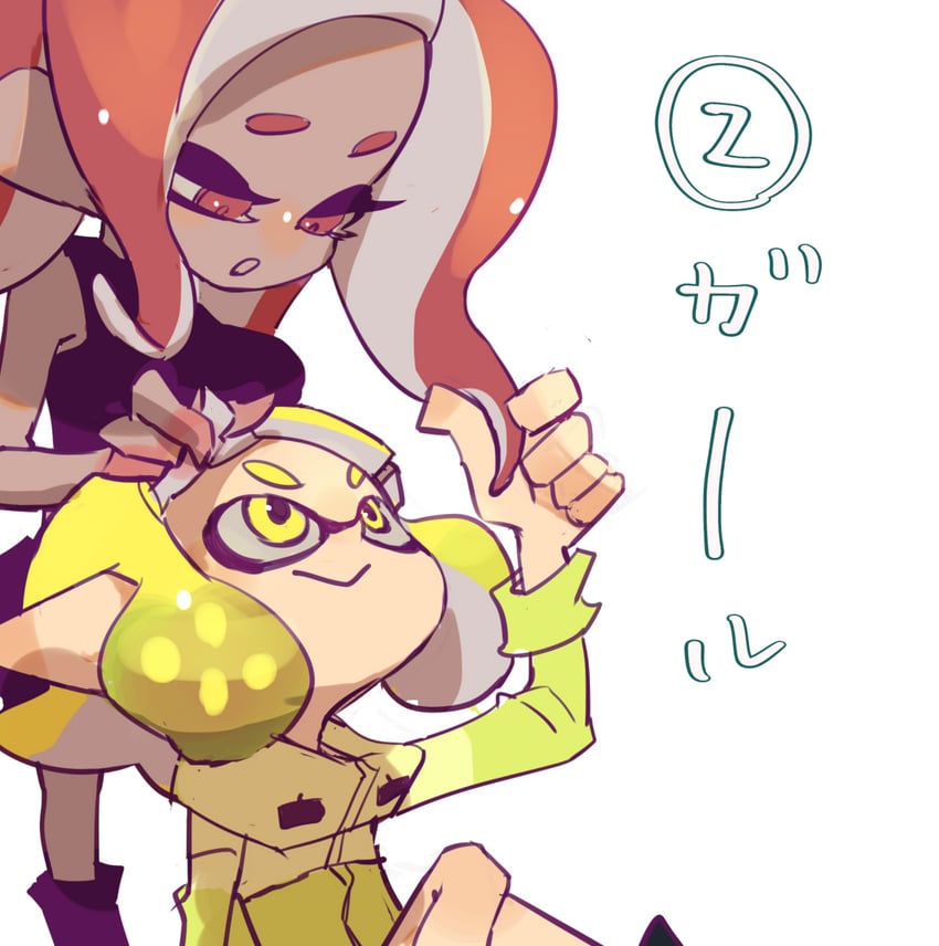 inkling player character, inkling girl, octoling player character, octoling girl, agent 8, and 1 more (splatoon and 2 more) drawn by koike3582