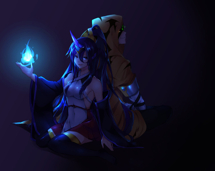 yuuki terumi and mikado (blazblue and 1 more) drawn by lor_(roasyerizyonirapi)