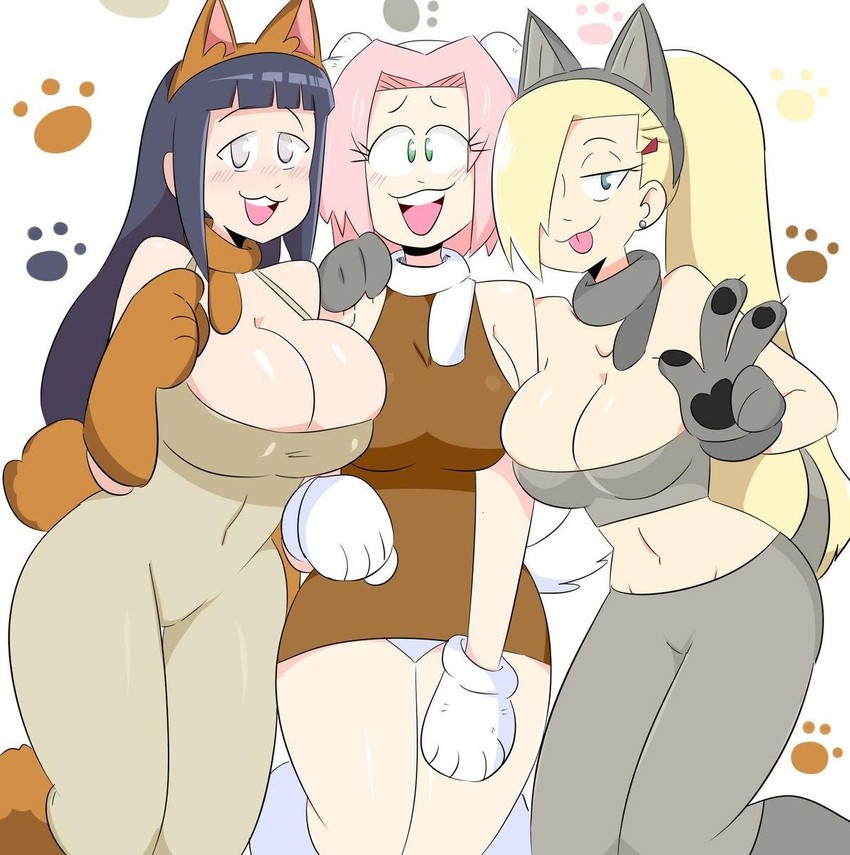 haruno sakura, hyuuga hinata, and yamanaka ino (naruto and 1 more) drawn by jinu_(jinusenpai)
