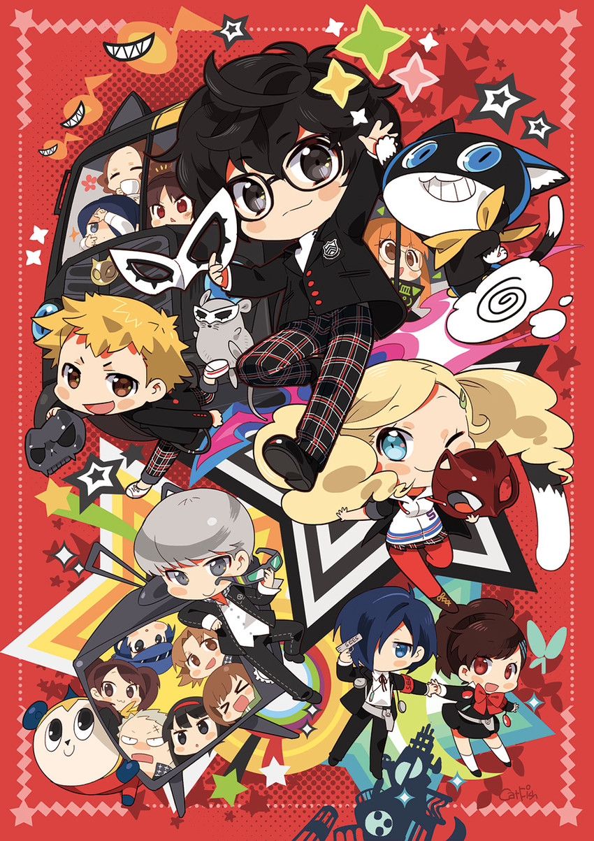 narukami yu, yuuki makoto, amamiya ren, shirogane naoto, satonaka chie, and 13 more (persona and 4 more) drawn by mao_yu